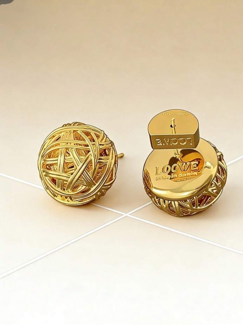 Loowe Gold Woven Ball Earrings - Picture 3 of 4